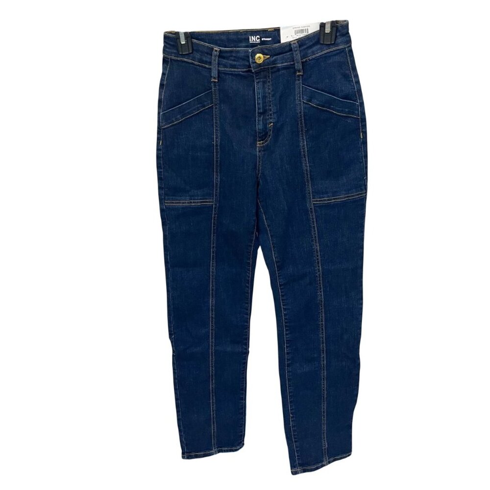 NEW INC Denim Dark Wash Straight Leg Utility Jeans Preppy - Women's Size 4